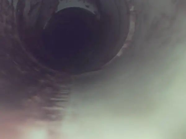 After: Sewer camera view of the same line clear after hydro jetting.
